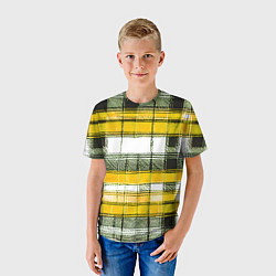 Футболка детская Чёрные полосы на жёлто-белом фоне, цвет: 3D-принт — фото 2