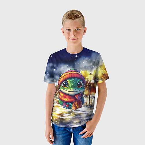 Детская футболка Новогодняя змейка милая / 3D-принт – фото 3