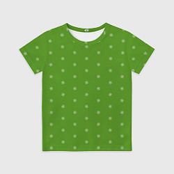 Футболка детская Снежинки на зеленом, цвет: 3D-принт