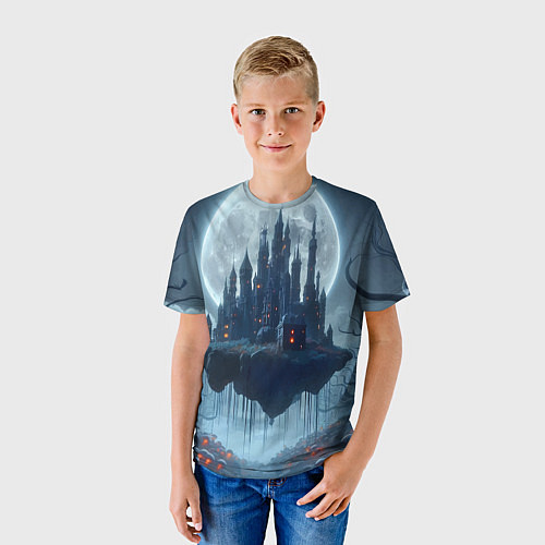 Детская футболка Замок Дракулы и неоновые грибы - нейроарт фантазия / 3D-принт – фото 3
