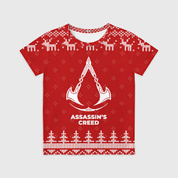Футболка детская Новогодний Assassins Creed с оленями, цвет: 3D-принт