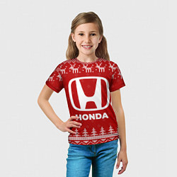 Футболка детская Новогодний Honda с оленями, цвет: 3D-принт — фото 2