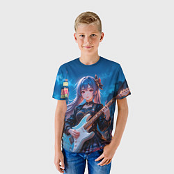Футболка детская Аниме девочка с электрогитарой, цвет: 3D-принт — фото 2