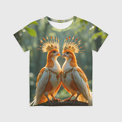 Футболка детская Влюбленные птички с коронами, цвет: 3D-принт