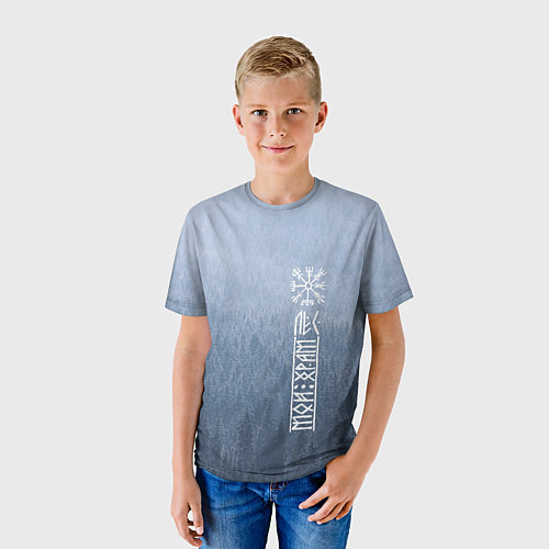 Детская футболка Обережный компас рун и северный лес / 3D-принт – фото 3