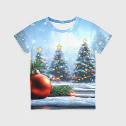 Футболка детская Новогодние елки и шар, цвет: 3D-принт