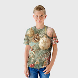 Футболка детская Елочные новогодние игрушки, цвет: 3D-принт — фото 2