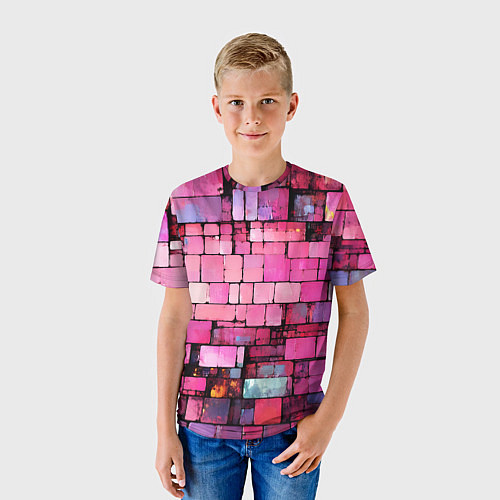 Детская футболка Pink bricks / 3D-принт – фото 3