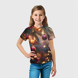 Футболка детская Фиолетовые новогодние шары, цвет: 3D-принт — фото 2