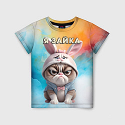 Футболка детская Кот в шапке зайца, цвет: 3D-принт