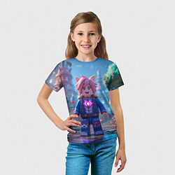 Футболка детская Roblox pink hair, цвет: 3D-принт — фото 2