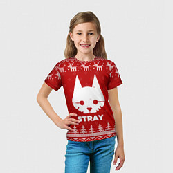 Футболка детская Новогодний Stray с оленями, цвет: 3D-принт — фото 2