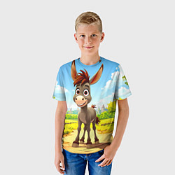 Футболка детская Ослик, цвет: 3D-принт — фото 2