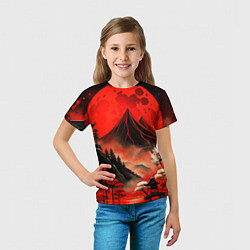 Футболка детская Япония природа в красном цвете, цвет: 3D-принт — фото 2