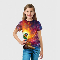 Футболка детская Ара в космосе, цвет: 3D-принт — фото 2