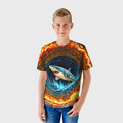 Детская футболка Акула в огненом колодце / 3D-принт – фото 3