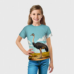 Футболка детская Страус в природе, цвет: 3D-принт — фото 2