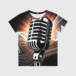 Футболка детская Микрофон и звуковые волны, цвет: 3D-принт
