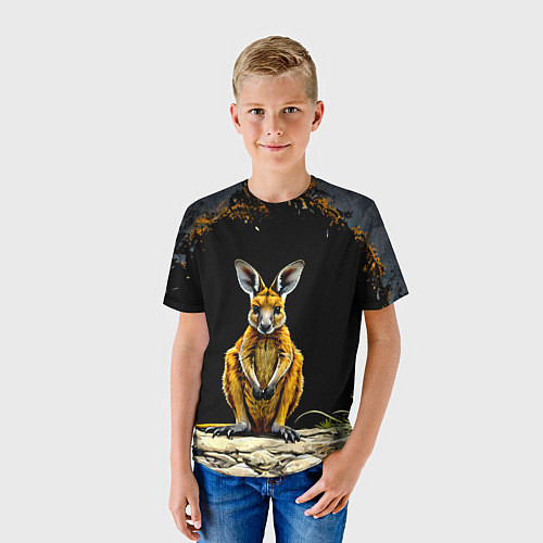 Детская футболка Кенгуру на черном / 3D-принт – фото 3