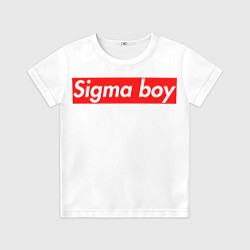 Футболка детская A real sigma boy merch meme надпись из песни в тик, цвет: 3D-принт