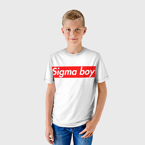 Детская футболка A real sigma boy merch meme надпись из песни в тик / 3D-принт – фото 3