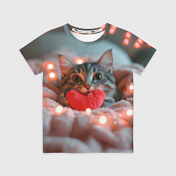 Футболка детская Котик с сердечком, цвет: 3D-принт