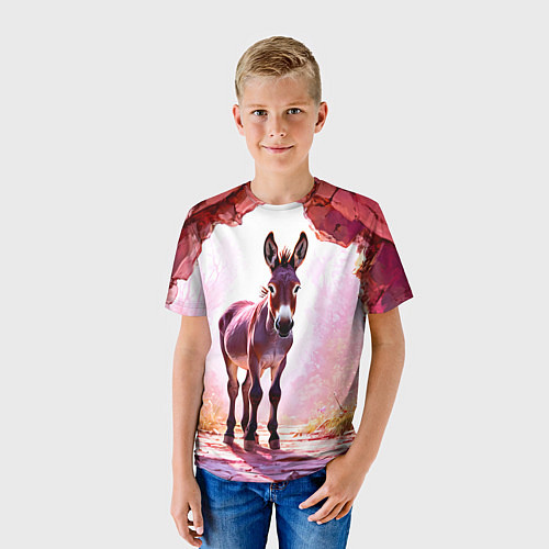 Детская футболка Осел в розовом свете / 3D-принт – фото 3