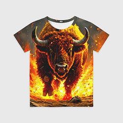 Футболка детская Буйвол в огне, цвет: 3D-принт