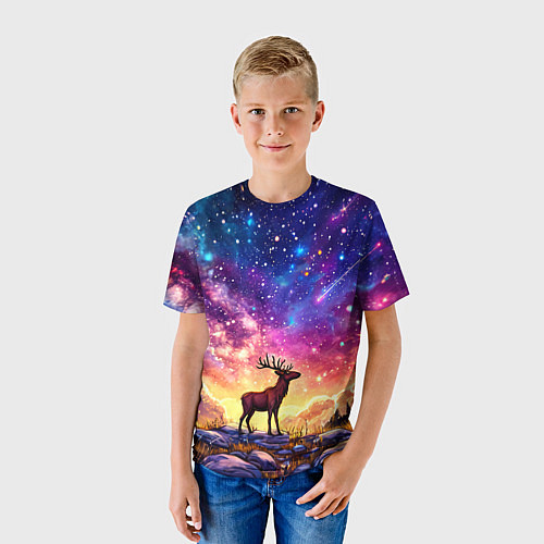 Детская футболка Лось и звездное небо / 3D-принт – фото 3