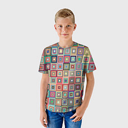 Футболка детская Квадратная мозаика, цвет: 3D-принт — фото 2