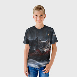Футболка детская Love wolfs, цвет: 3D-принт — фото 2