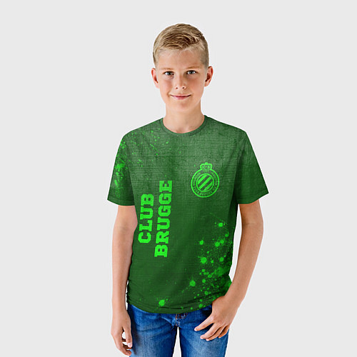 Детская футболка Club Brugge - green gradient вертикально / 3D-принт – фото 3