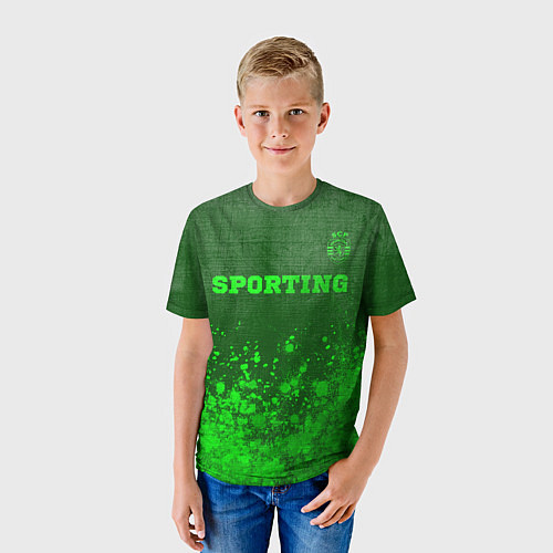 Детская футболка Sporting - green gradient посередине / 3D-принт – фото 3