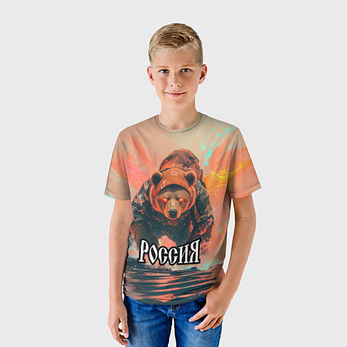 Детская футболка Россия - медведь / 3D-принт – фото 3
