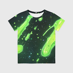 Футболка детская Зеленые кислотные брызги, цвет: 3D-принт