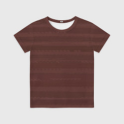 Футболка детская Тёмный красно-коричневый полосатый, цвет: 3D-принт