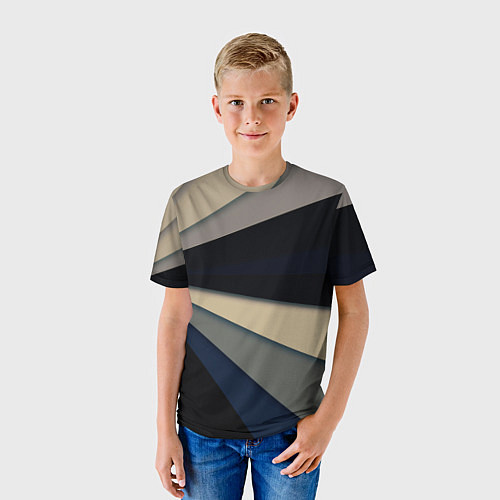 Детская футболка Фрактальные линии - темный / 3D-принт – фото 3