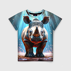 Футболка детская Носорог в лучах, цвет: 3D-принт