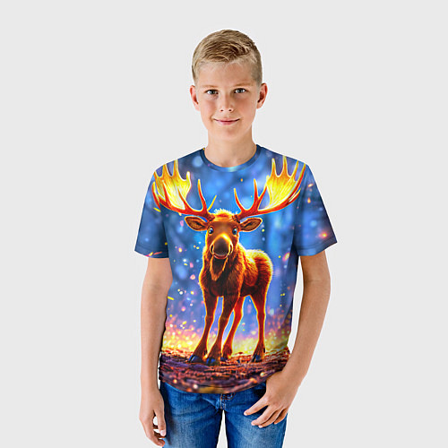 Детская футболка Лосенок в лесу / 3D-принт – фото 3