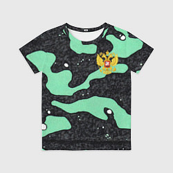 Футболка детская Текстурный черно-зеленый камуфляж, цвет: 3D-принт