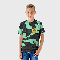 Футболка детская Текстурный черно-зеленый камуфляж, цвет: 3D-принт — фото 2