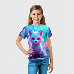 Футболка детская Песец в неоновом свете, цвет: 3D-принт — фото 2