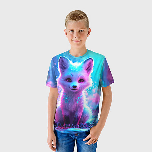 Детская футболка Песец в неоновом свете / 3D-принт – фото 3
