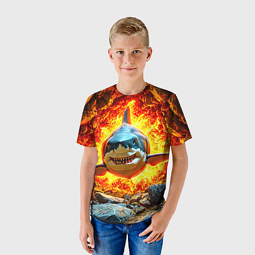 Детская футболка Акула в огне / 3D-принт – фото 3