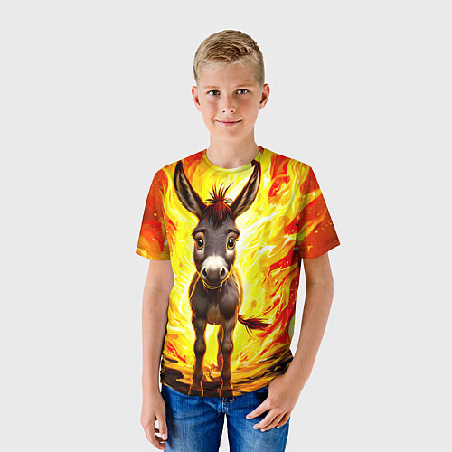 Детская футболка Ослик в огне / 3D-принт – фото 3