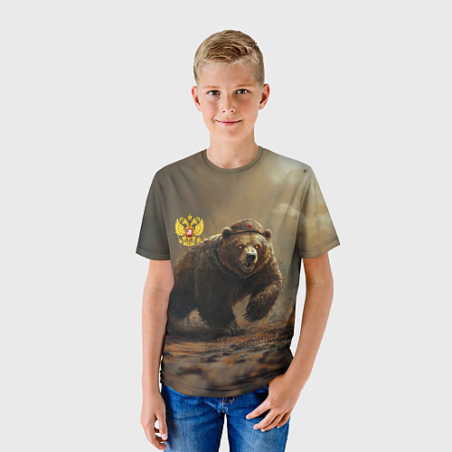 Детская футболка Русский бурый медведь / 3D-принт – фото 3