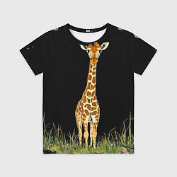 Футболка детская Жираф на черном, цвет: 3D-принт