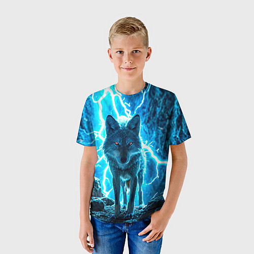 Детская футболка Волк в разрядах молнии / 3D-принт – фото 3