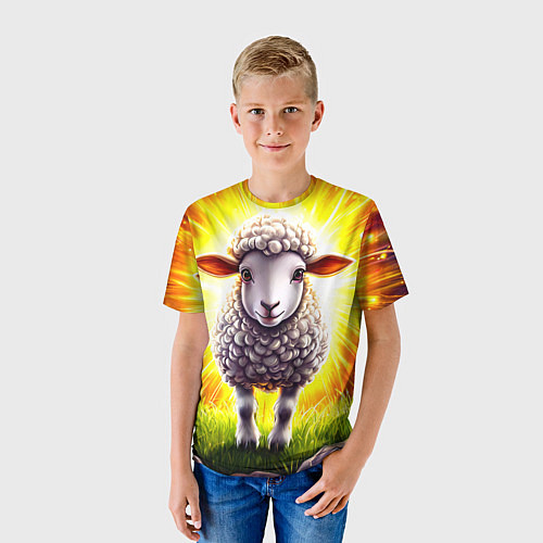 Детская футболка Овечка в ярких лучах / 3D-принт – фото 3