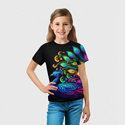 Футболка детская Neon peacock - art, цвет: 3D-принт — фото 2
